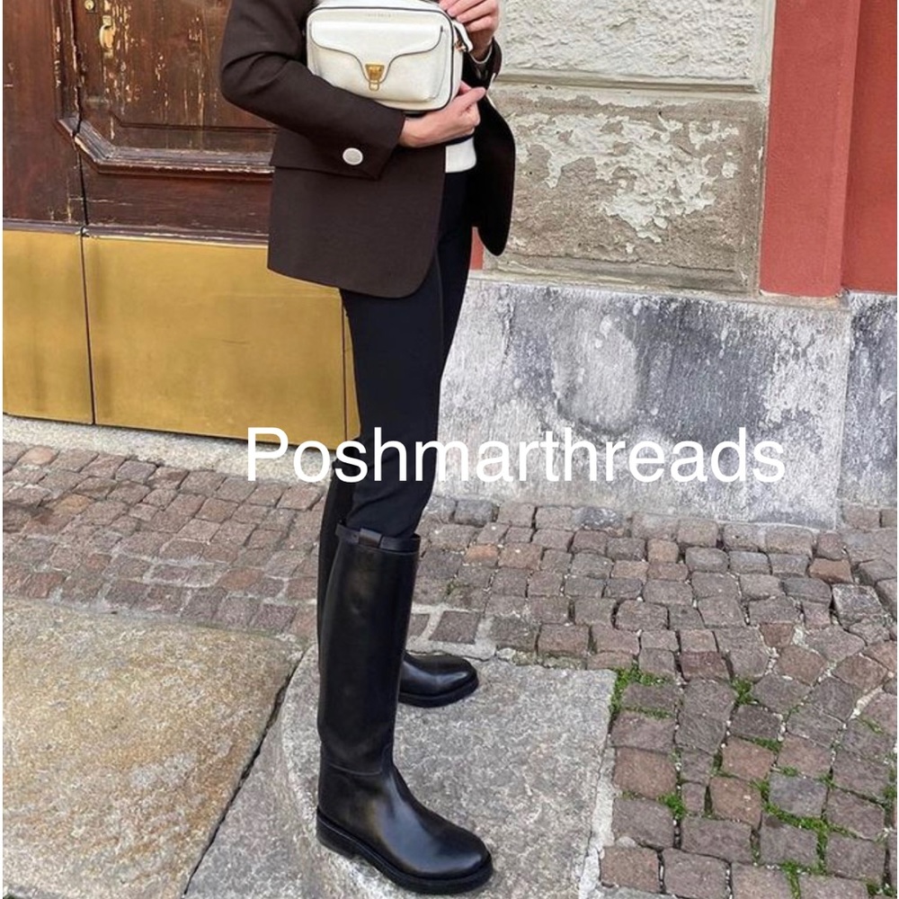 Zara bloggers fave black vegan riding boots